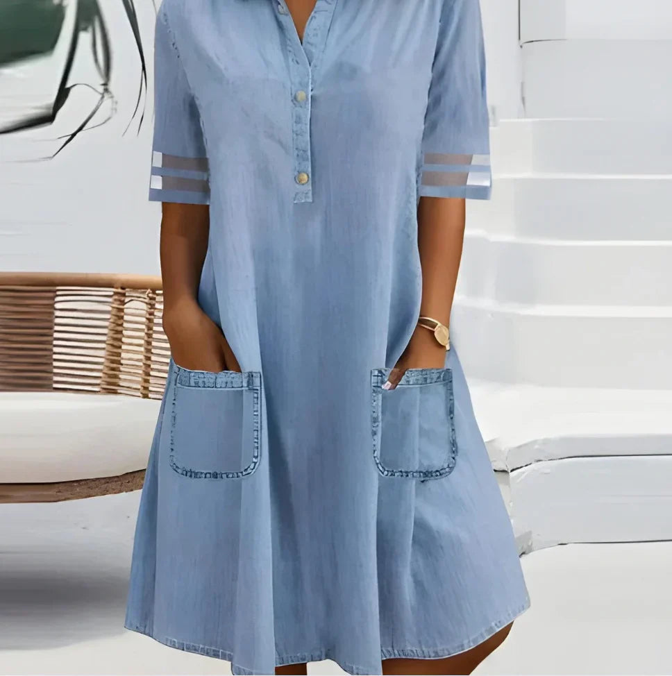 Caliora Afslappet kjole med knapper og lommer