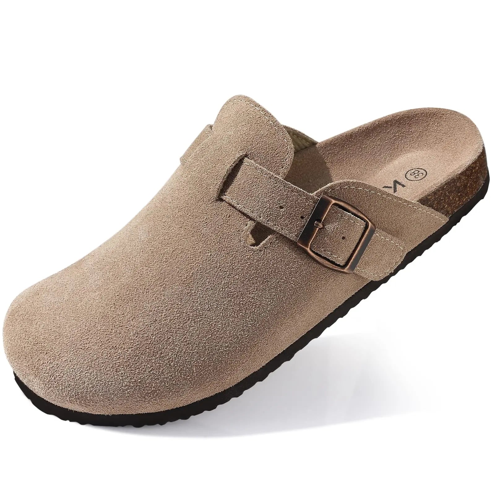 Corvelis Unisex Clogs i Ruskind med Korkfodseng