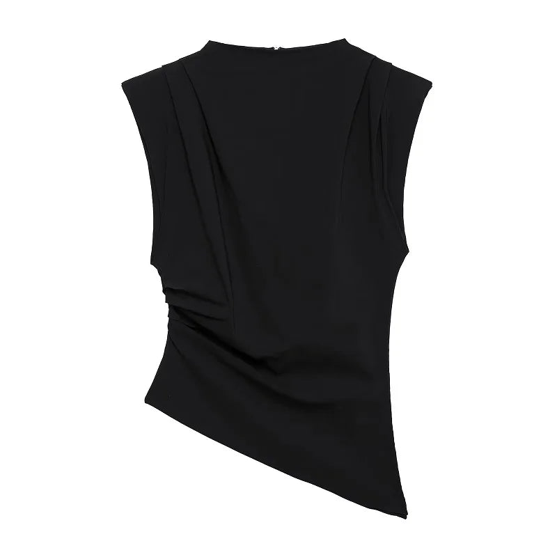 Elvara dame top – asymmetrisk one-shoulder top med drapering