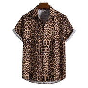 Herreskjorte med leopardprint og korte ærmer – Florenzo