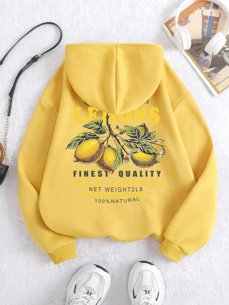 Lemon Hoodie med citronprint