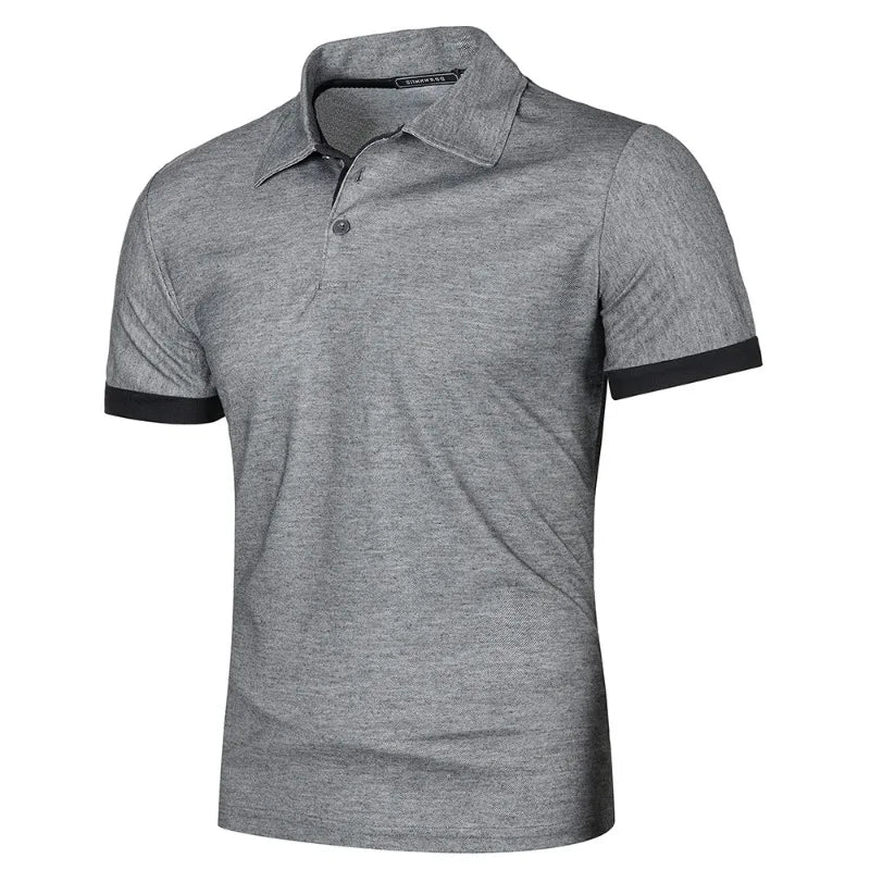 Herre polo shirt kortærmet polyester med knaplukning ensfarvet design