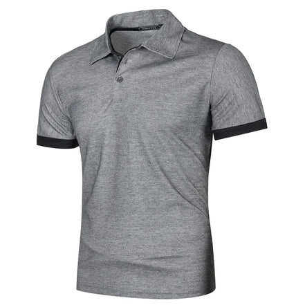 Herre polo shirt kortærmet polyester med knaplukning ensfarvet design