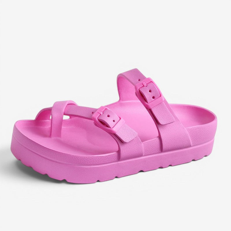 Dames slippers med tåstrop og dobbelte spænder – Solmira