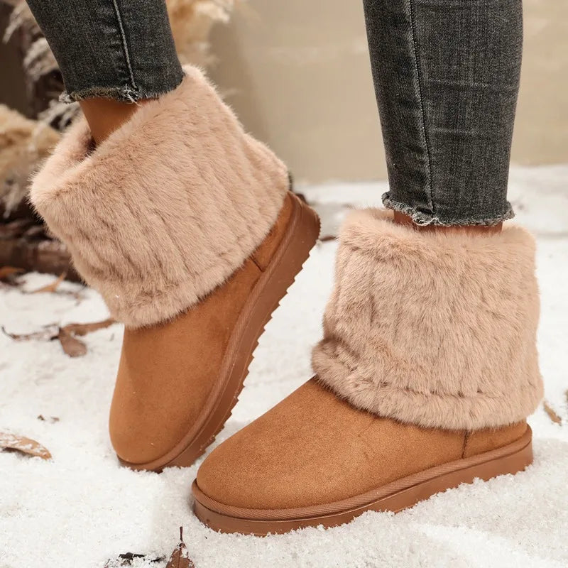 Dámské zimní boty z semiše s žebrovaným lemem – Velunora