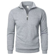Herre sweatshirt med halv lynlås og høj krave – Velrano