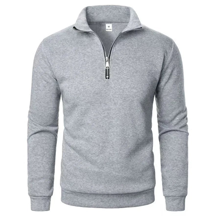 Herre sweatshirt med halv lynlås og høj krave – Velrano