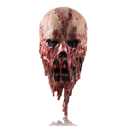 Strašidelná maska s motívom lebky a krvavým dizajnom na Halloween – Skulvex