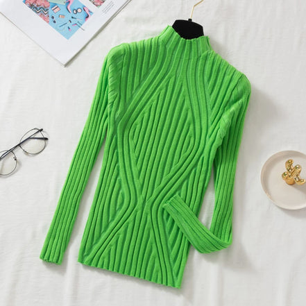 Norevet højhalset striktrøje – Slim fit pullover med ribdetaljer (One Size)