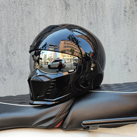 Unisex motorcykelhjelm med visir og full face design – hjelm til motorcykel og scooter – Nexorix