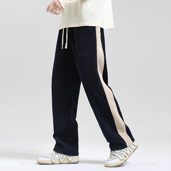 Herre sweatpants i ribstruktur med elastisk talje og afslappet pasform – bukser til hverdag og fritid – Corvian