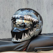 Unisex motorcykelhjelm med visir og full face design – hjelm til motorcykel og scooter – Nexorix