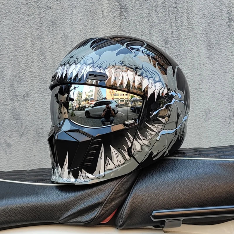 Unisex motorcykelhjelm med visir og full face design – hjelm til motorcykel og scooter – Nexorix