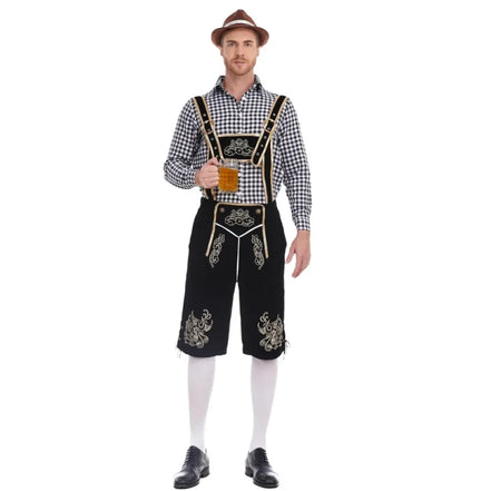 Dvojdielny tirolský kostým pre mužov s košeľou a nohavicami na Oktoberfest – Tervano