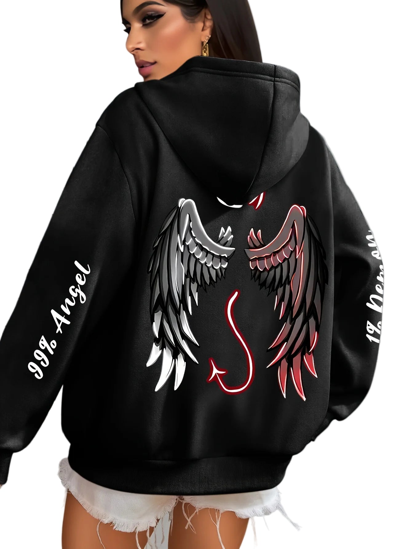 Angel & Devil hættetrøje – unisex sweatshirt med print
