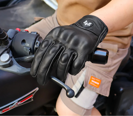 TorqueVex LeatherRide motorcykelhandsker med touchfunktion