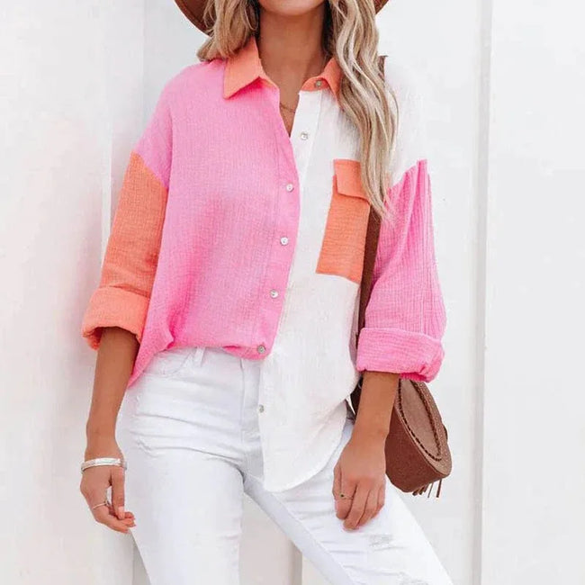 Calira Let skjorte med lange ærmer og brystlomme