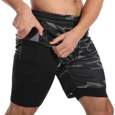 2-i-1 sportshorts til herre med indershorts og snøre – shorts til løb og træning – Runvex