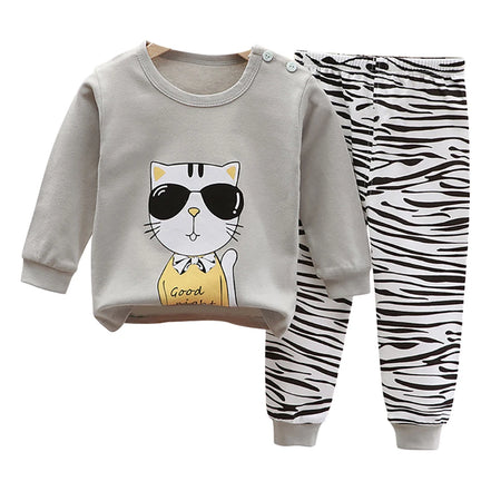 Uniro børnepyjamas – Unisex sæt med print til efterår og indendørs brug