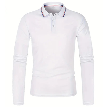 Herre polo med lange ærmer og ensfarvet design – Norvian