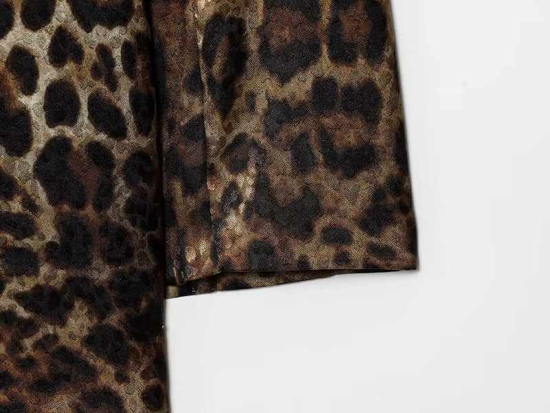 Dame buksesæt med leopardmønster og lang blazer – Leorisse