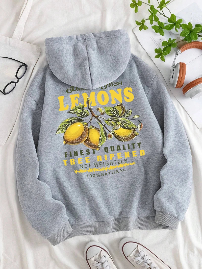 Lemon Hoodie med citronprint