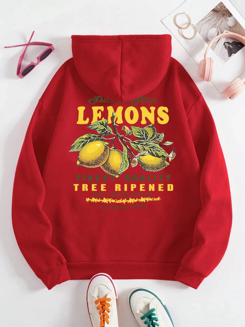 Lemon Hoodie med citronprint