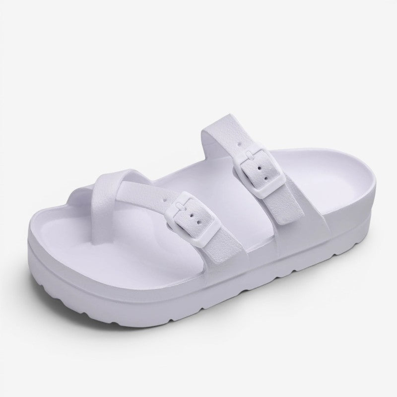 Dames slippers med tåstrop og dobbelte spænder – Solmira