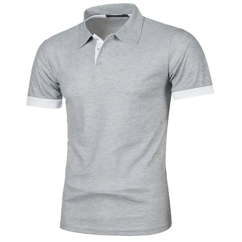 Herre polo shirt kortærmet polyester med knaplukning ensfarvet design