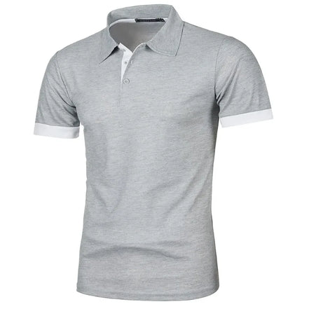 Herre polo shirt kortærmet polyester med knaplukning ensfarvet design