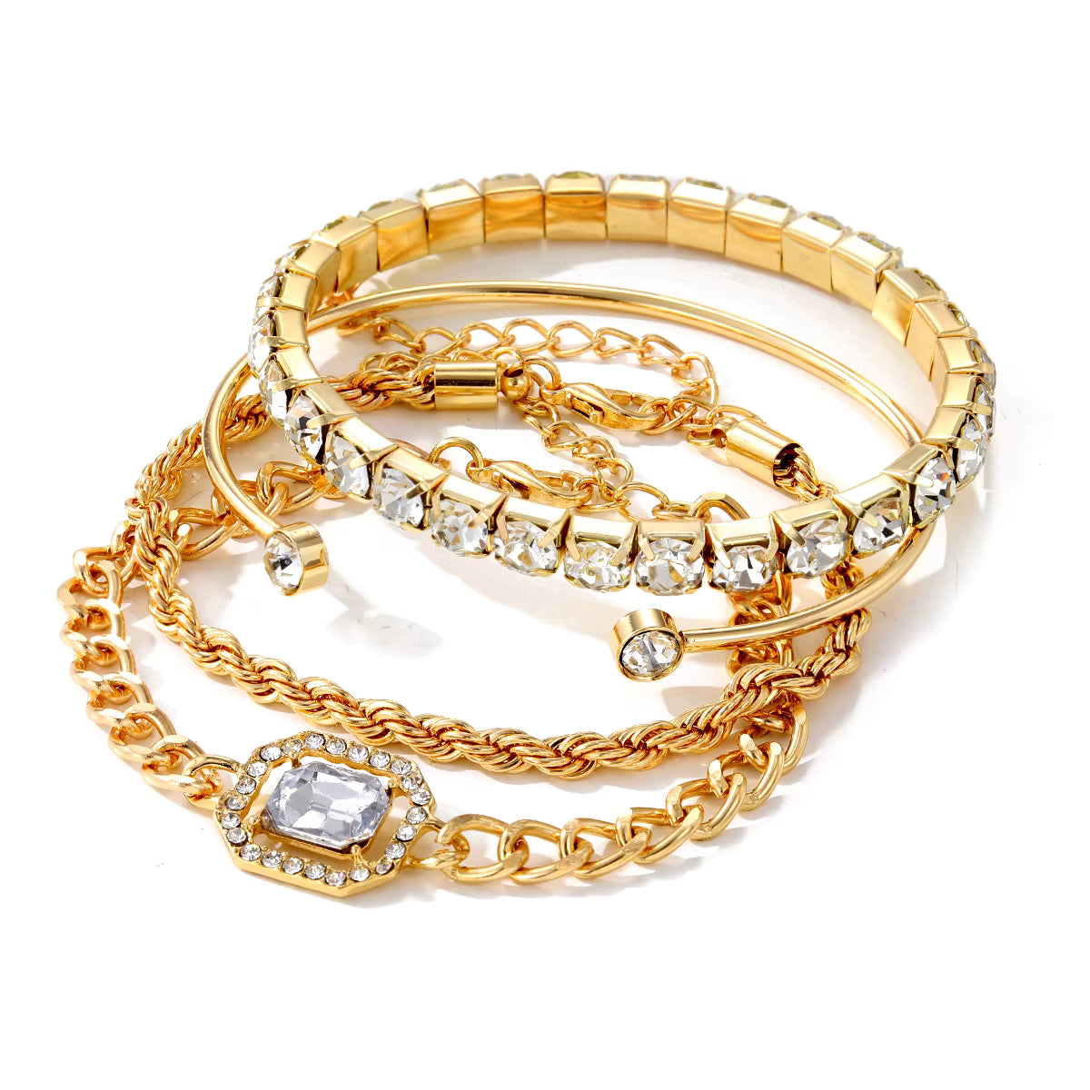 Lonara armbåndssæt – Sæt med 4 justerbare metalarmbånd
