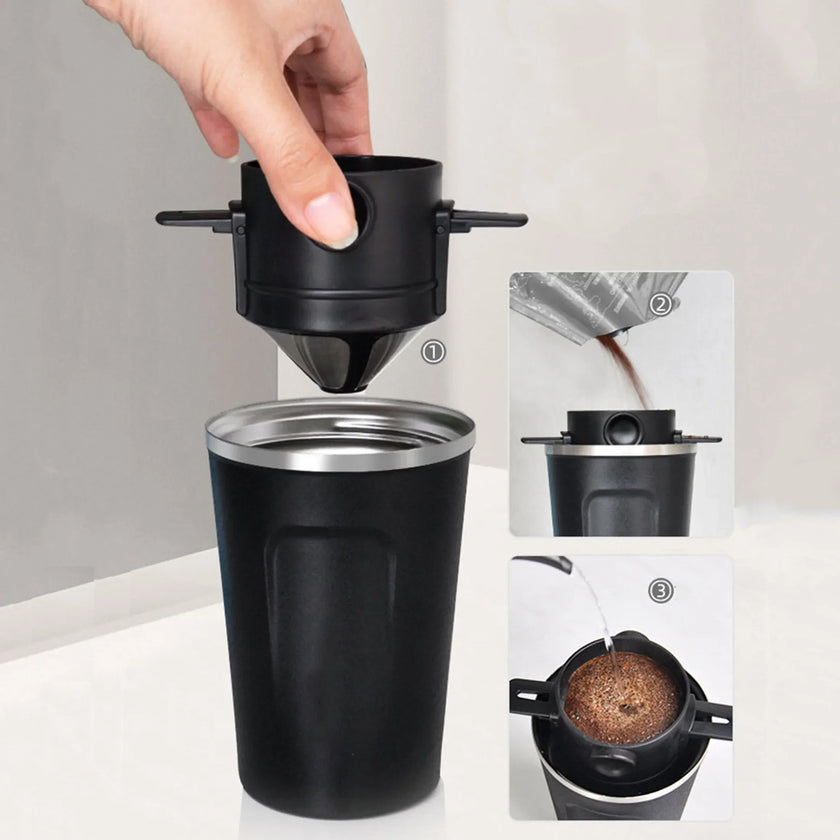 FoldBrew RVS Kaffefilter – Sammenklappelig Håndfilter i Rustfrit Stål