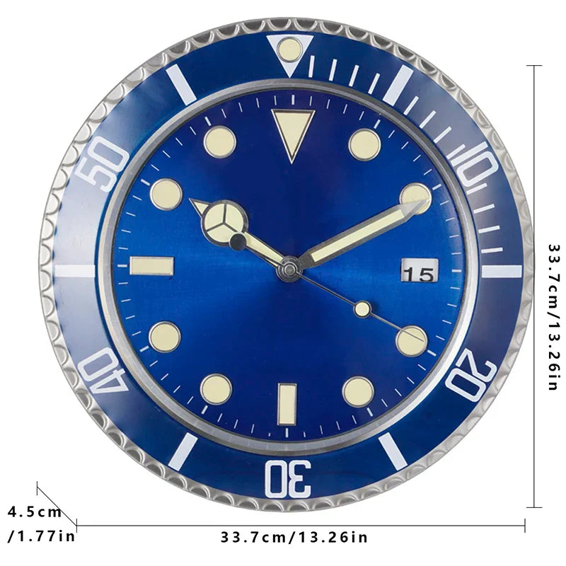 Solvéra metal vægur – 34 cm med selvlysende visere