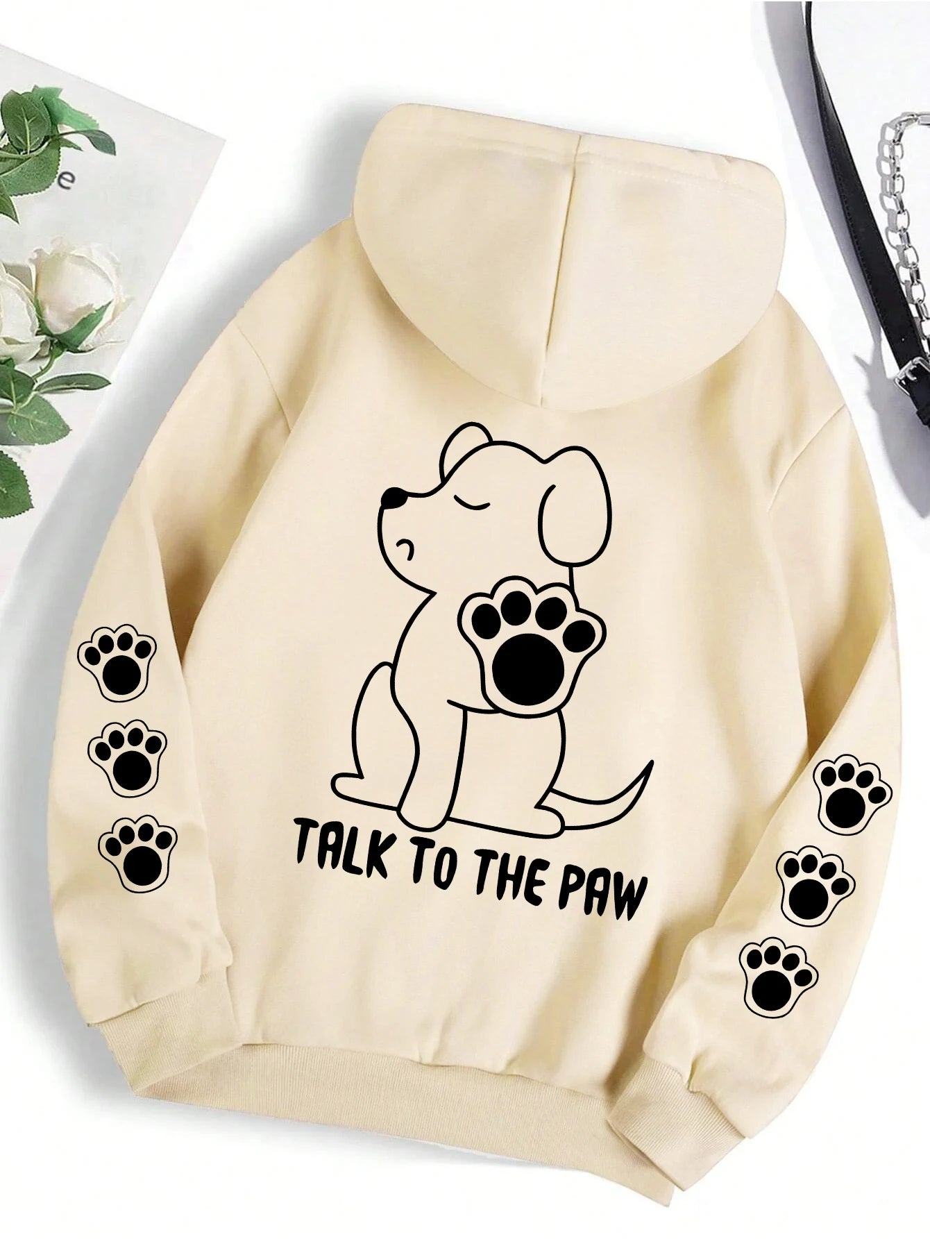 Talk To The Paw hættetrøje – varm fleece unisex trøje med hundeprint