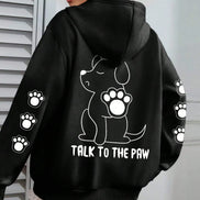 Talk To The Paw hættetrøje – varm fleece unisex trøje med hundeprint
