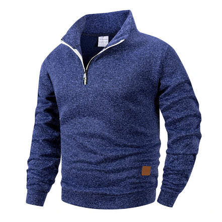 Herre pullover med høj krave og halv lynlås – Alveron