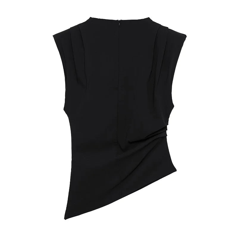 Elvara dame top – asymmetrisk one-shoulder top med drapering