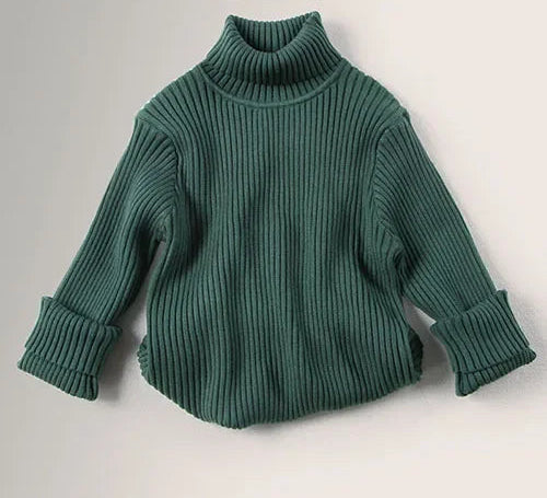 Dzianinowy sweter dziecięcy z golfem i długimi rękawami – Norellin