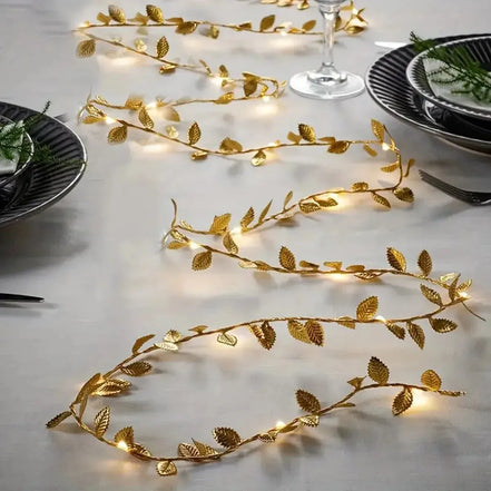 LED-lyskæde med gyldne blade og 20 LED-lys – Aurevyn