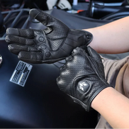 TorqueVex LeatherRide motorcykelhandsker med touchfunktion