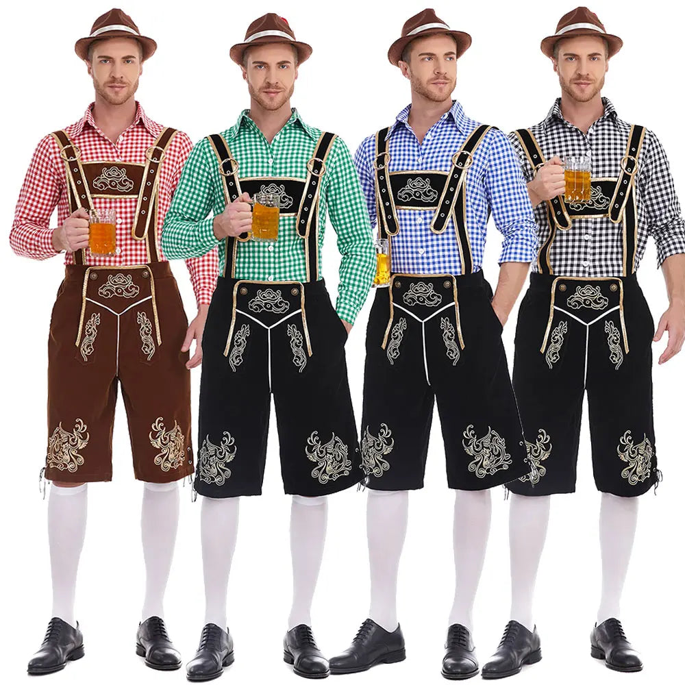 Dvojdielny tirolský kostým pre mužov s košeľou a nohavicami na Oktoberfest – Tervano