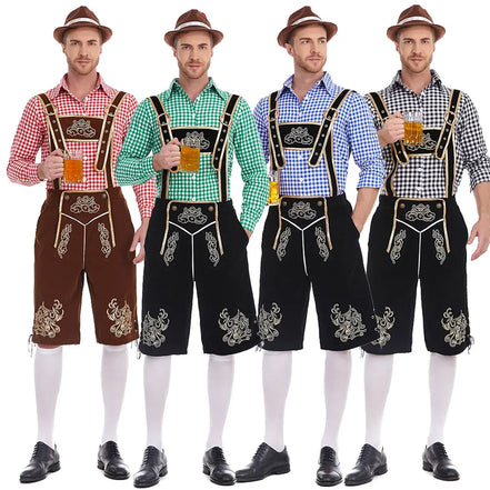 Dvojdielny tirolský kostým pre mužov s košeľou a nohavicami na Oktoberfest – Tervano