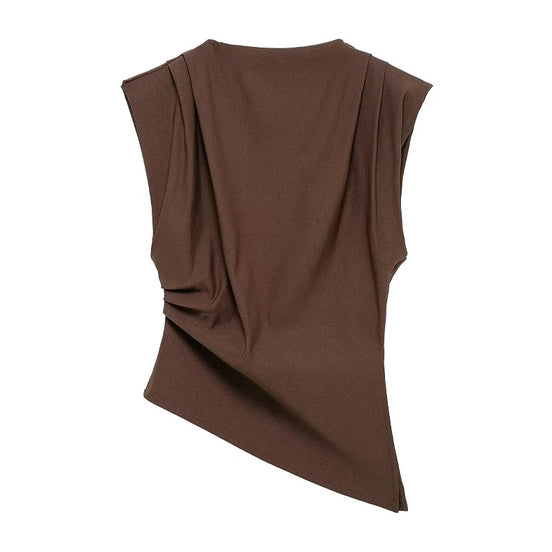Elvara dame top – asymmetrisk one-shoulder top med drapering