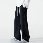 Baggy jeans med elastisk talje og let denim – bukser til hverdag og streetwear – Denviro