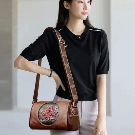 Floria Soft PU Crossbody Taske med Blomstermønster