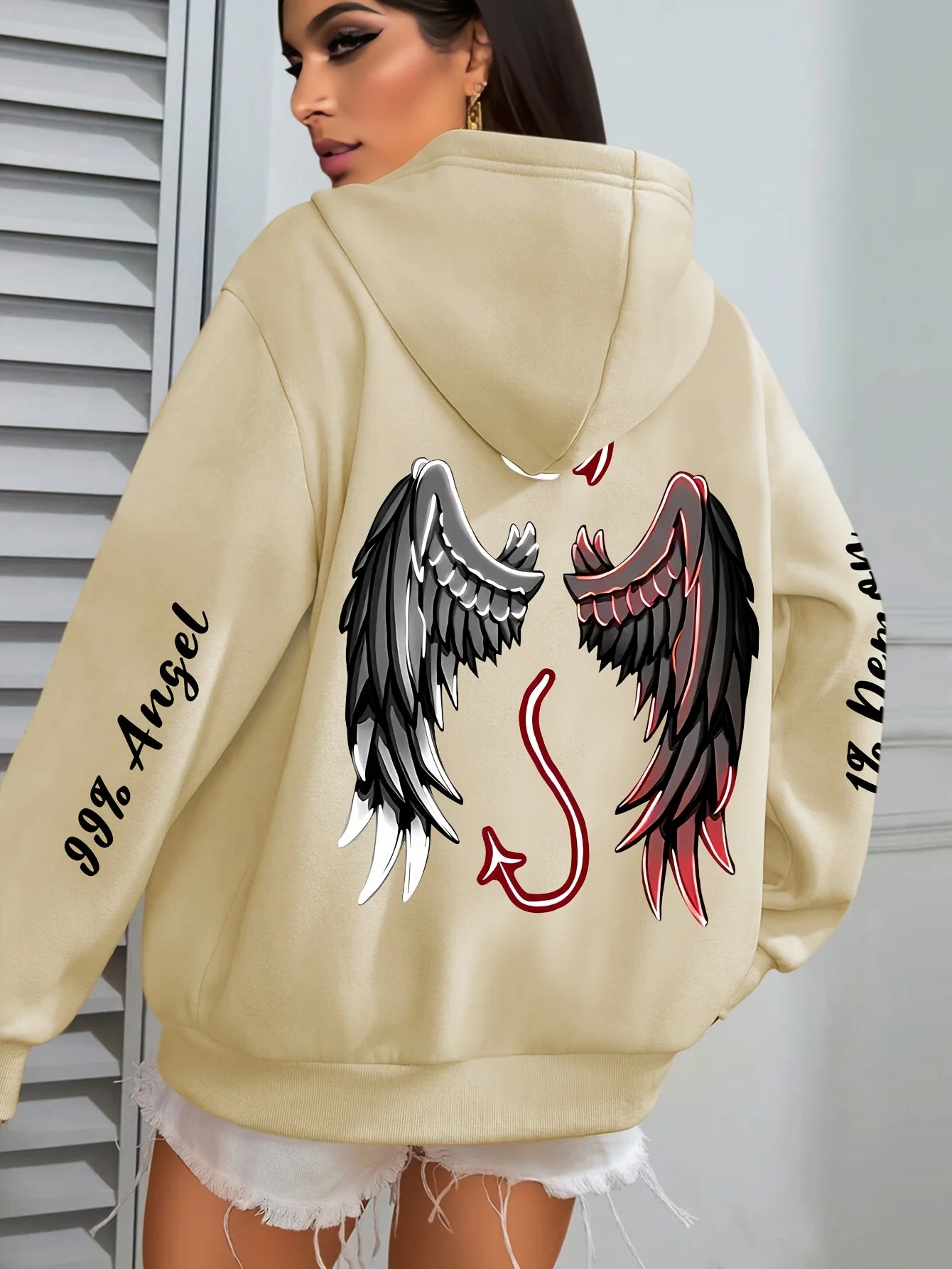 Angel & Devil hættetrøje – unisex sweatshirt med print