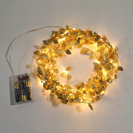 LED-lyskæde med gyldne blade og 20 LED-lys – Aurevyn
