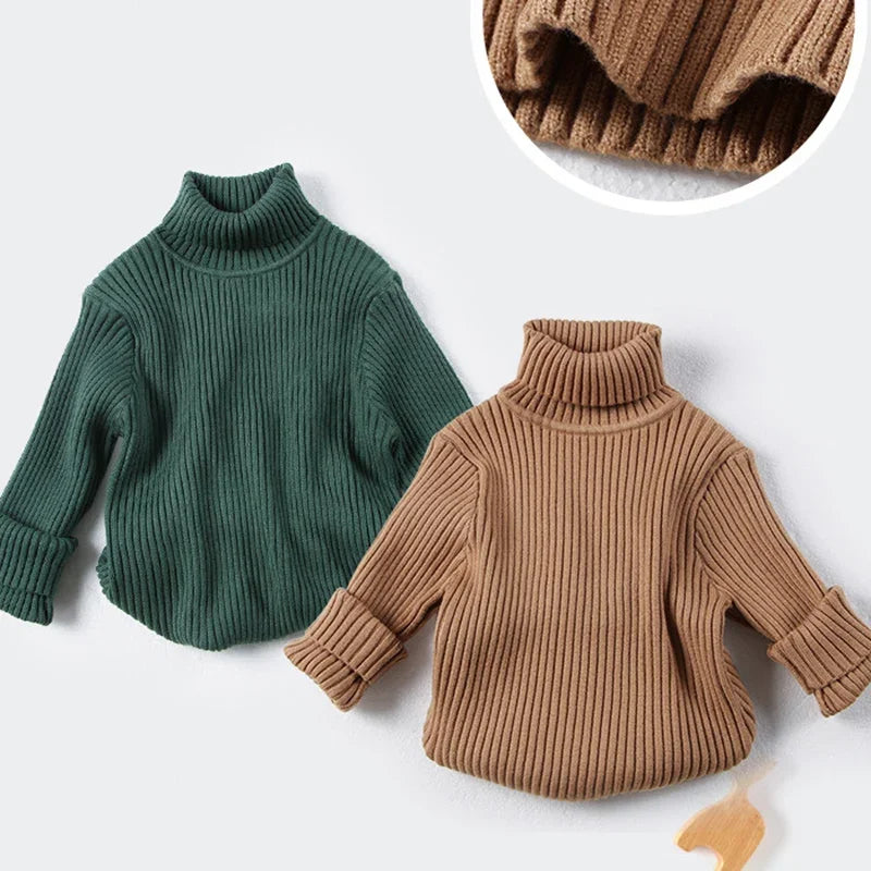 Dzianinowy sweter dziecięcy z golfem i długimi rękawami – Norellin