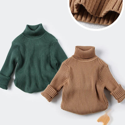 Dzianinowy sweter dziecięcy z golfem i długimi rękawami – Norellin