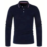 Herre polo med lange ærmer og ensfarvet design – Norvian